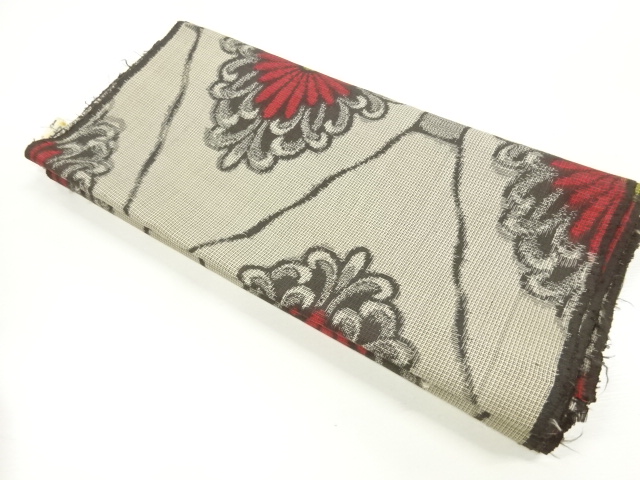 JAPANESE KIMONO / ANTIQUE ARAIHARI  FOR KIMONO / SILK / DORO OSHIMA TSUMUGI / WOVEN FLOWER